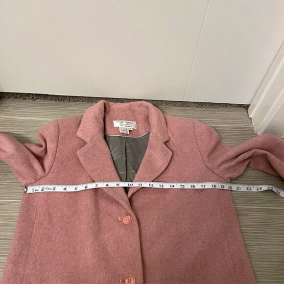 Helene Berman Longline Pink Three Button Wool Blend Car Coat Size Small - Picture 13 of 14